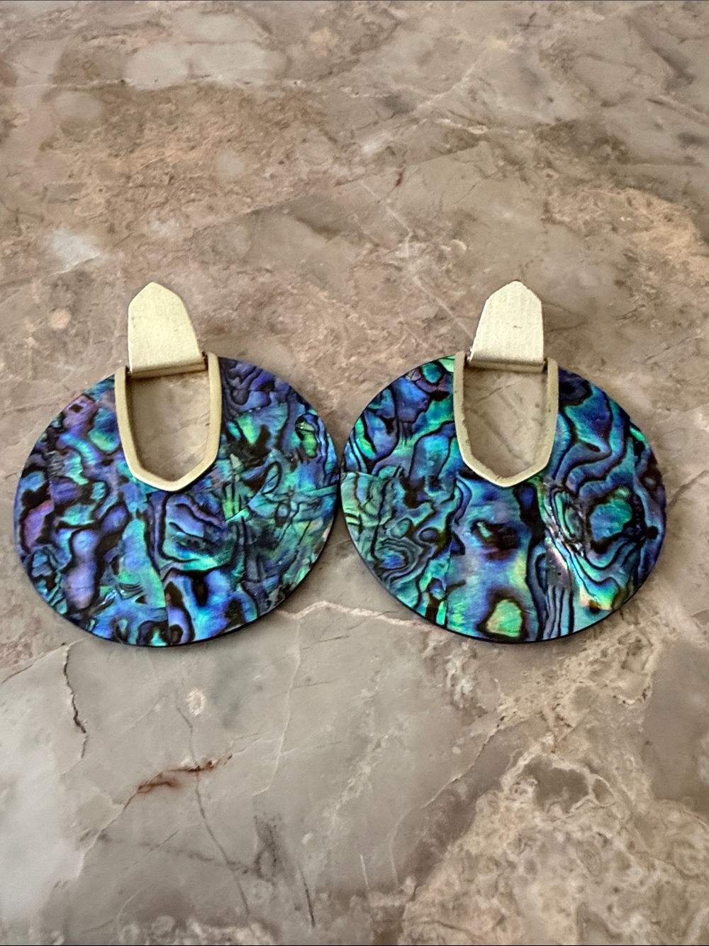 Kendra Scott Abalone Shell Large Statement Drop Earrings – Gold Tone